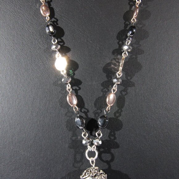 Nine West Long Gold, Gunmetal, and Silver Tone Tassel Necklace - Picture 3 of 6